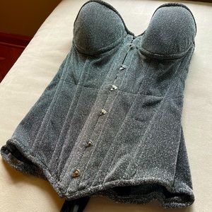 shiny silver corset